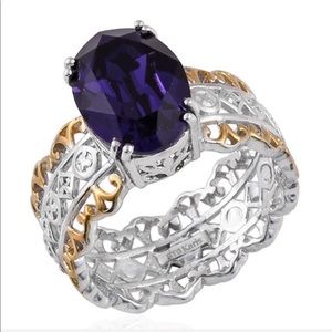 18KYG & Platinum Bond Brass Ring SWAROVSKI Crystal